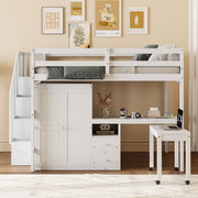 Loft Bed With Stairs, Bookshelf, Drawers, Desk & Wardrobe, Space Saving Multifunctional Furniture - R&R Furniture Gallery (Fountain Valley, CA)