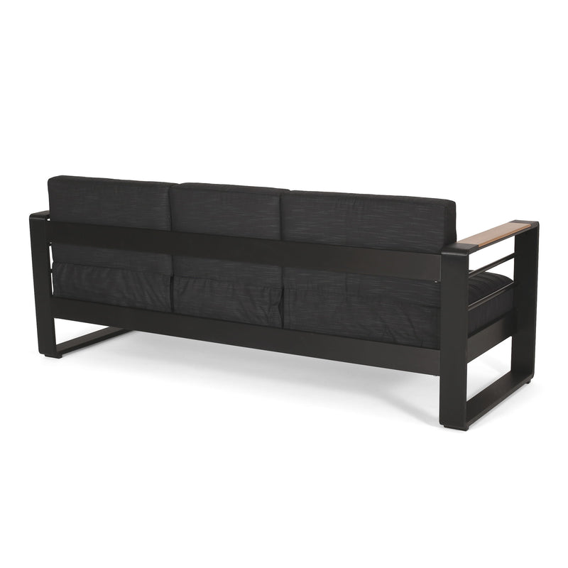 Giovanna - 3 Seater Sofa With Aluminum Frame And Water Repellence Cushions - Black - R&R Furniture Gallery (Fountain Valley, CA)