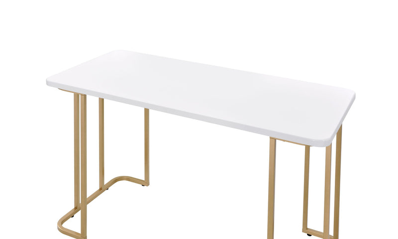 Estie - Vanity Desk (Same 93102) - White & Gold - R&R Furniture Gallery (Fountain Valley, CA)