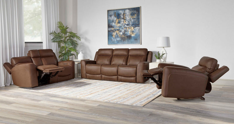 Parker Living Calgary power reclining 3-piece sofa set with plush cushions and modern design in a contemporary living room setting.