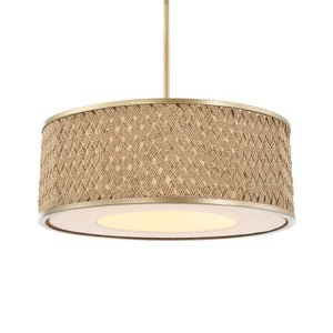 Pinchot - 4 Light Rattan Drum Pendant - Brown