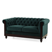 Chesterfield Loveseat Sofa, 2 Person Rolled Arm Upholstered Couch - R&R Furniture Gallery (Fountain Valley, CA)
