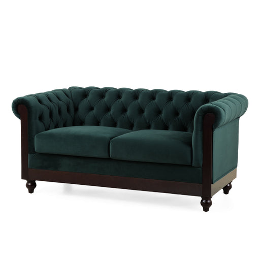 Chesterfield Loveseat Sofa, 2 Person Rolled Arm Upholstered Couch - R&R Furniture Gallery (Fountain Valley, CA)
