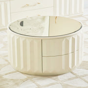Facino - Round Storage Coffee Table - White Birch - R&R Furniture Gallery (Fountain Valley, CA)