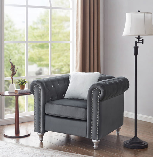 Contemporary lounge arm chair by Glory Furniture with sleek design and plush cushioning, ideal for modern living rooms.