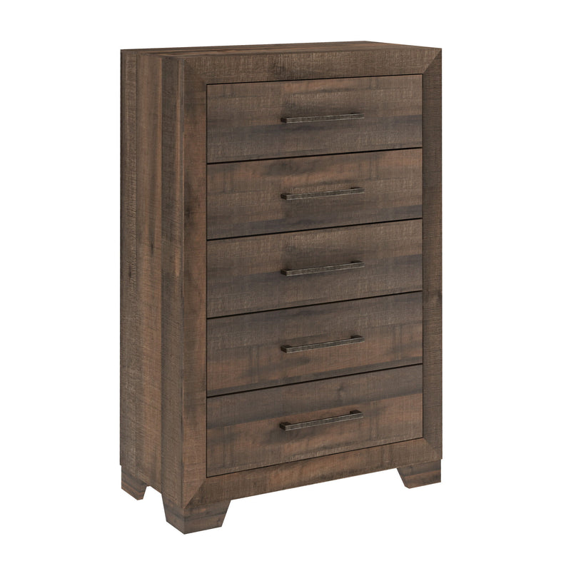 5 Drawer Chest With Casual Style - Brown - R&R Furniture Gallery (Fountain Valley, CA)