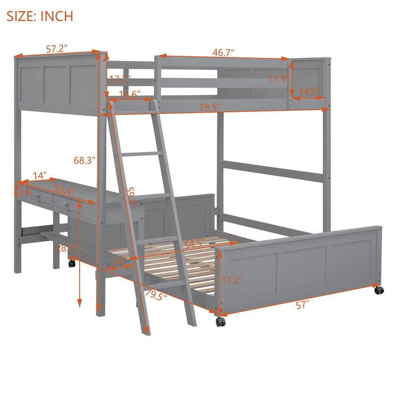 Full Over Full Bunk Bed With Desk - R&R Furniture Gallery (Fountain Valley, CA)