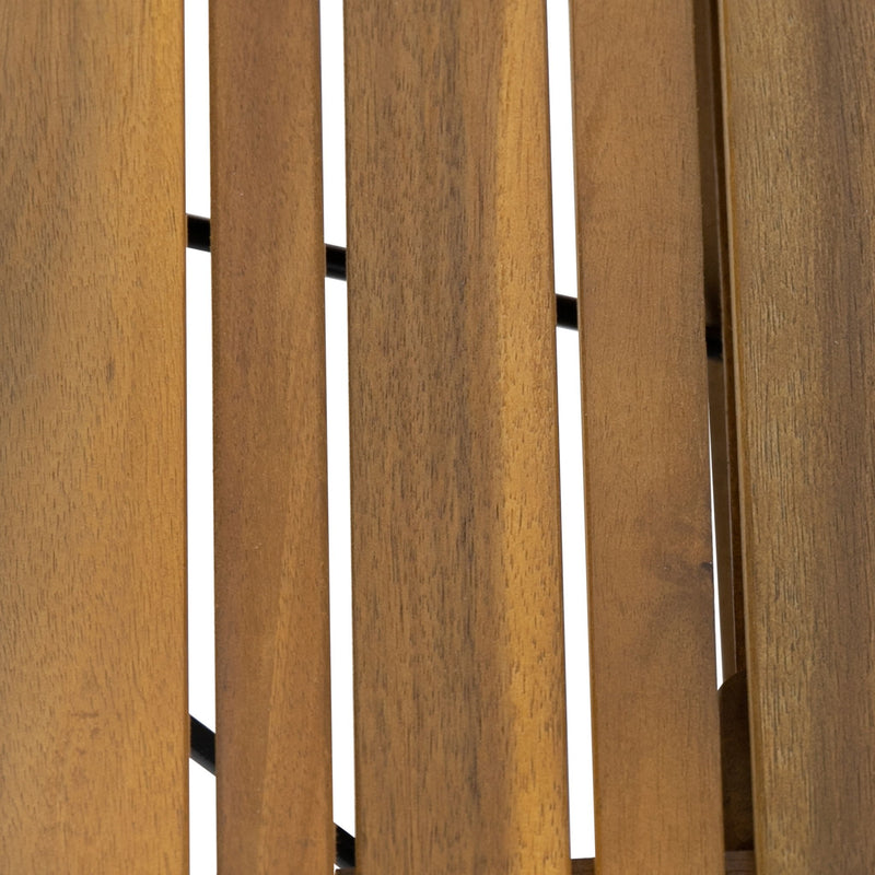 Noble House Temptation outdoor foldable side table with slat design, compact and portable for patio or balcony use.