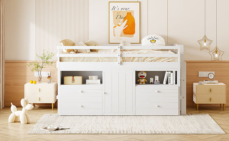 Loft Bed With 4 Drawers, Underneath Cabinet And Shelves - R&R Furniture Gallery (Fountain Valley, CA)
