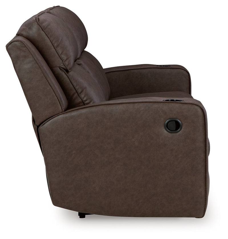 Lavenhorne - Rec Sofa W/Drop Down Table - Granite - R&R Furniture Gallery (Fountain Valley, CA)
