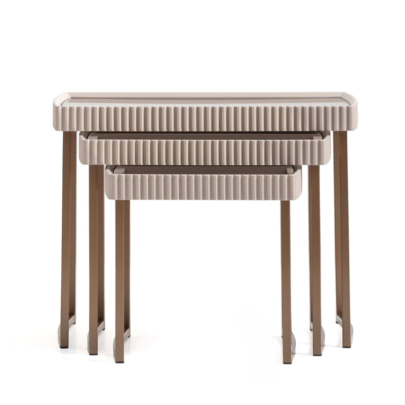 Lisbon - Nesting Tables (Set of 3) - Silken Cream / Bronze - R&R Furniture Gallery (Fountain Valley, CA)