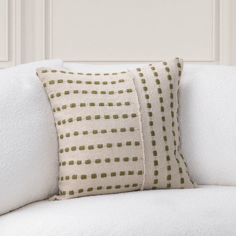 TD Katia 20" x 20" Pillow - Natural / Olive Green - R&R Furniture Gallery (Fountain Valley, CA)
