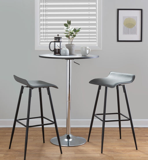 Set of two Lumi Source Ale contemporary fixed-height bar stools with sleek modern design and metal legs.