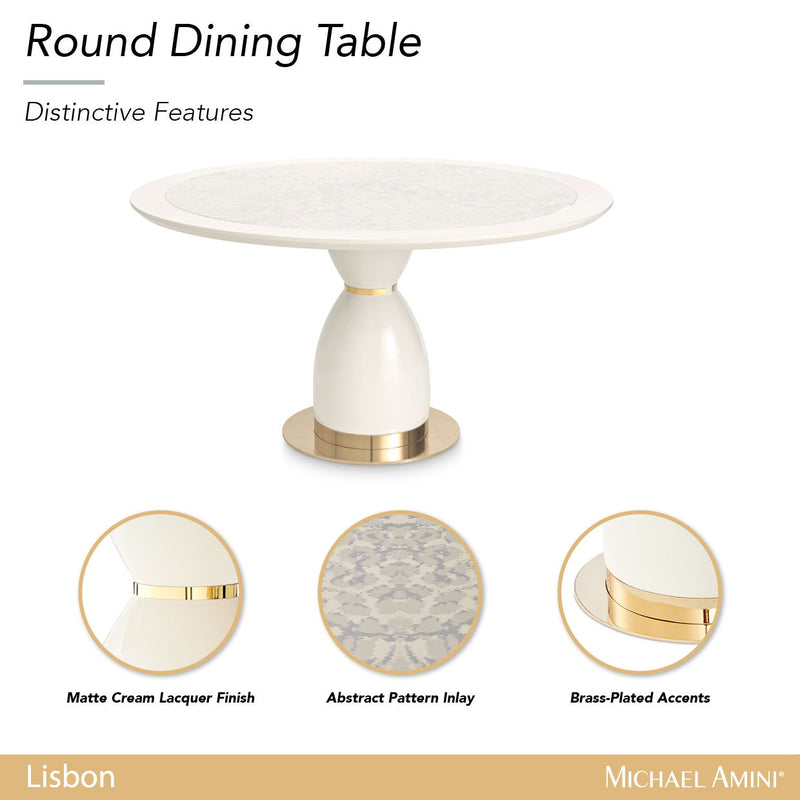 Lisbon - Round Dining Table - Silken Cream - R&R Furniture Gallery (Fountain Valley, CA)