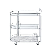 Inyo - Serving Cart - Clear Glass & Chrome - R&R Furniture Gallery (Fountain Valley, CA)