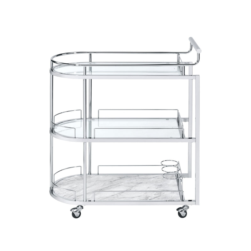 Inyo - Serving Cart - Clear Glass & Chrome - R&R Furniture Gallery (Fountain Valley, CA)