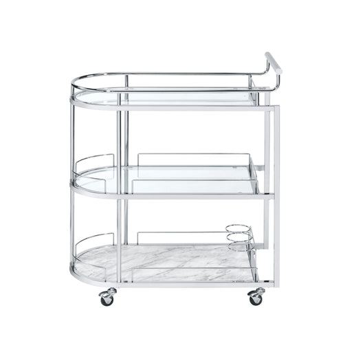 Inyo - Serving Cart - Clear Glass & Chrome - R&R Furniture Gallery (Fountain Valley, CA)