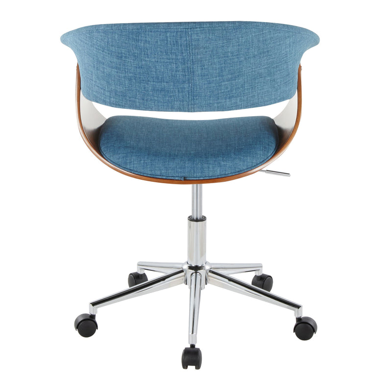 Lumi Source vintage mid-century modern office desk chair with wooden armrests and fabric upholstery, stylish and ergonomic.