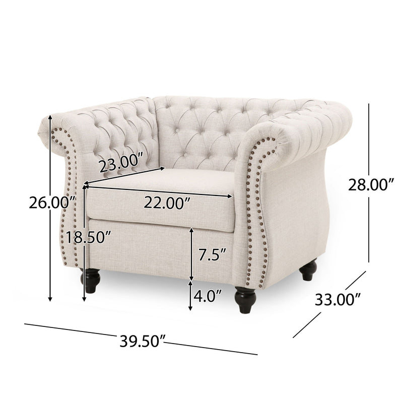 Nexuson - Upholstered Chesterfield Chair With Deep Tufted And Nailhead Trim - R&R Furniture Gallery (Fountain Valley, CA)