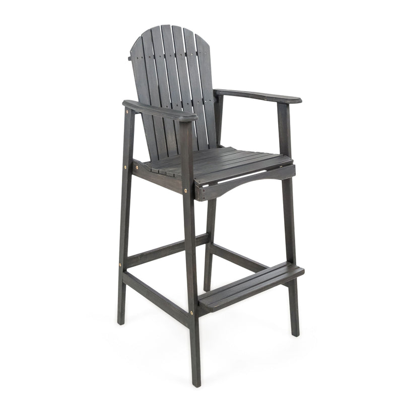 Outdoor Acacia Wood Adirondack Barstools (Set of 2) - R&R Furniture Gallery (Fountain Valley, CA)