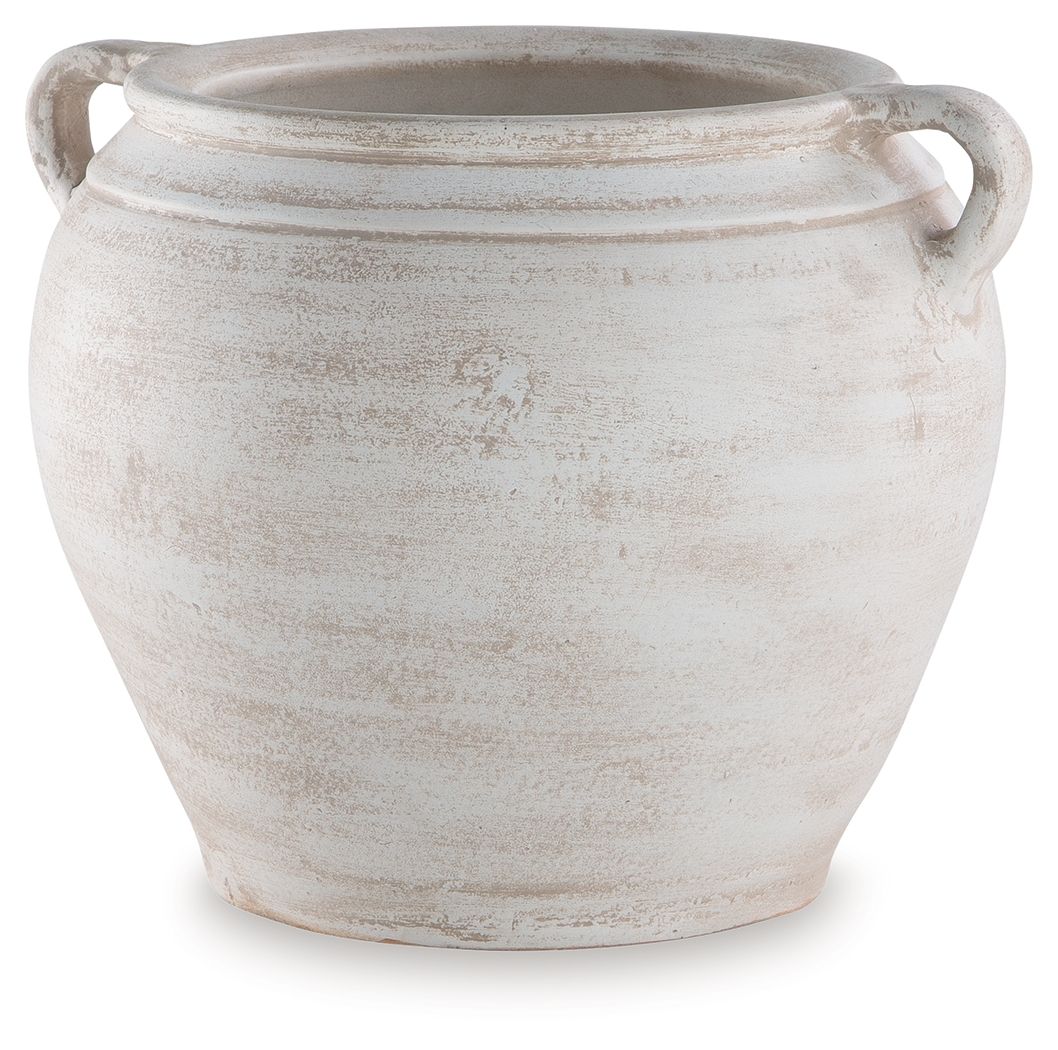 Signature Design by Ashley Meadie 9-inch vase with a sleek, modern design and neutral finish, perfect for home decor.