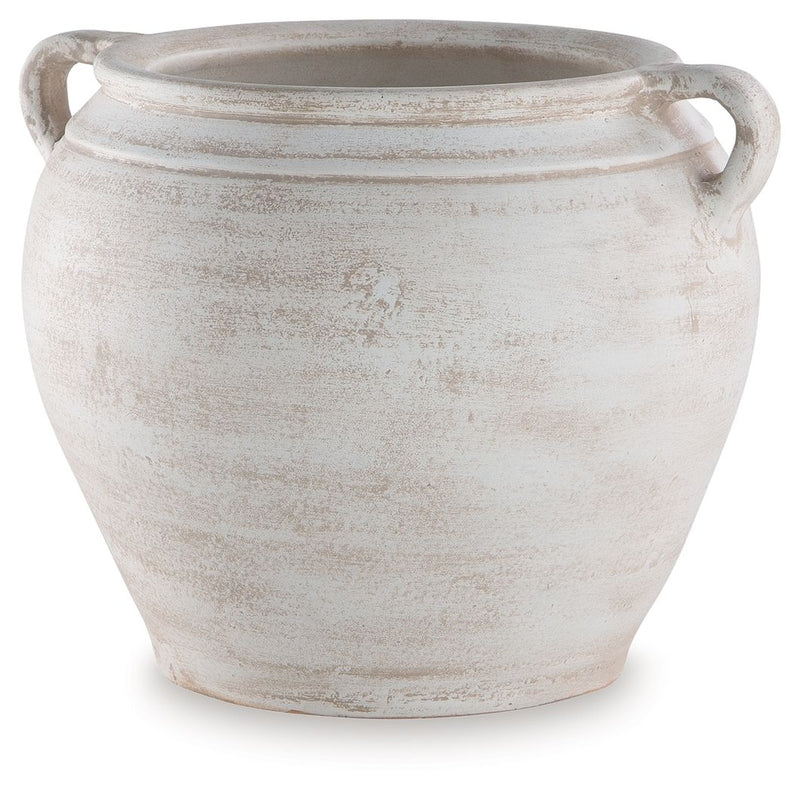Signature Design by Ashley Meadie 9-inch vase with a sleek, modern design and neutral finish, perfect for home decor.