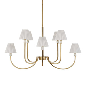Poppins - 8 Light Brass Chandelier - White / Gold