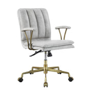 Damir - Office Chair - Vintage White Top Grain Leather & Chrome - R&R Furniture Gallery (Fountain Valley, CA)