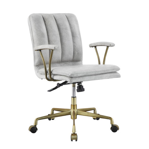Damir - Office Chair - Vintage White Top Grain Leather & Chrome - R&R Furniture Gallery (Fountain Valley, CA)