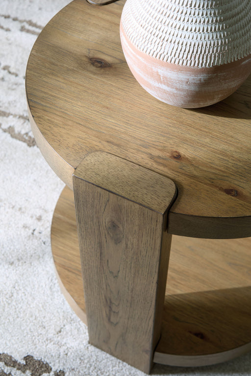 Flangren - Round End Table - Light Brown - R&R Furniture Gallery (Fountain Valley, CA)