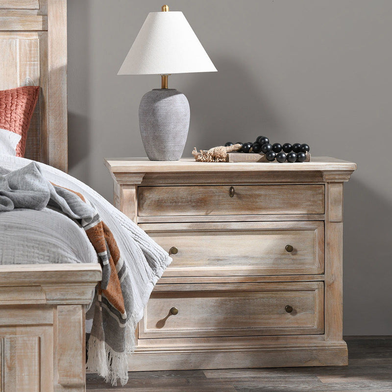 Adelaide - 3 Drawer Nightstand - Natural Cream Wash - R&R Furniture Gallery (Fountain Valley, CA)