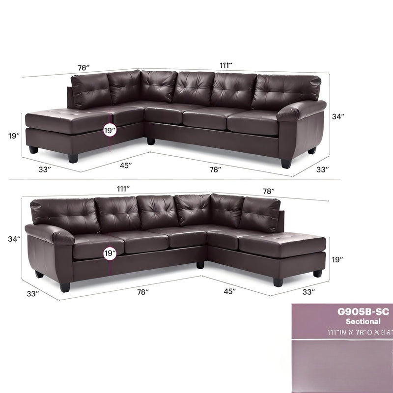 Glory Furniture Gallant stationary sectional sofa with plush fabric, modern design, and multiple seating areas in a living room setting.