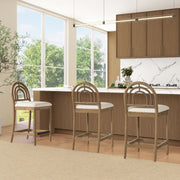 Leon - Arched Back & Upholstered Counter Stool (Set of 2) - Ivory White - R&R Furniture Gallery (Fountain Valley, CA)