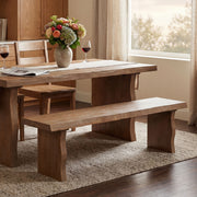 Indoor dining bench by Noble House, made of pine, fits three people, with a sturdy wooden design and clean finish.