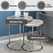 Zaidee - Nesting Table Set - Marble Top & Nickel - R&R Furniture Gallery (Fountain Valley, CA)