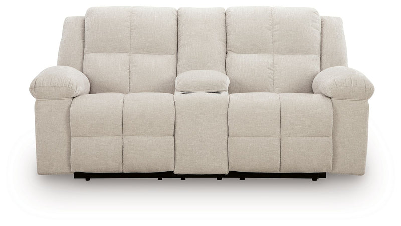 Orlen - Double Reclining Loveseat With Console - Winter - R&R Furniture Gallery (Fountain Valley, CA)
