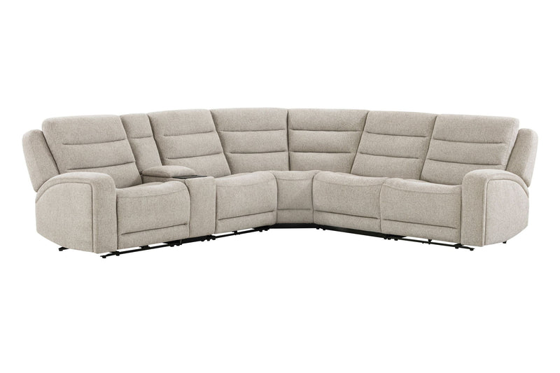 Parker Living Felix reclining sectional sofa with plush cushions and fabric upholstery, shown in a modern living room setting.