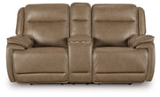 Glencroft - Power Reclining Loveseat With Console / Adjustable Headrest - Sahara - R&R Furniture Gallery (Fountain Valley, CA)