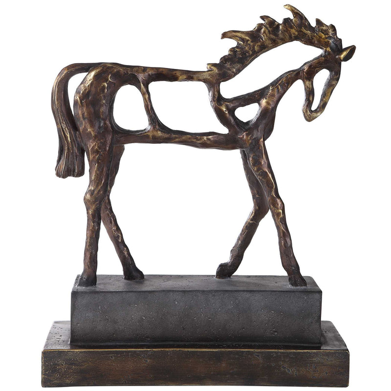 Dark brown Titan Horse sculpture by Uttermost, a detailed figurine sculpture showcasing a majestic horse in a realistic style.