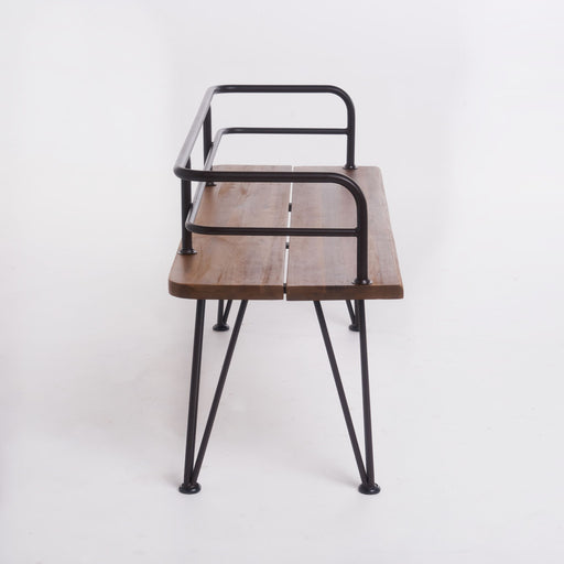 Outdoor Bench With Powder Coated Iron Frame - Teak - R&R Furniture Gallery (Fountain Valley, CA)