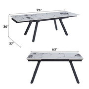 Damita - Ceramic Top Dining Table - White & Black - R&R Furniture Gallery (Fountain Valley, CA)