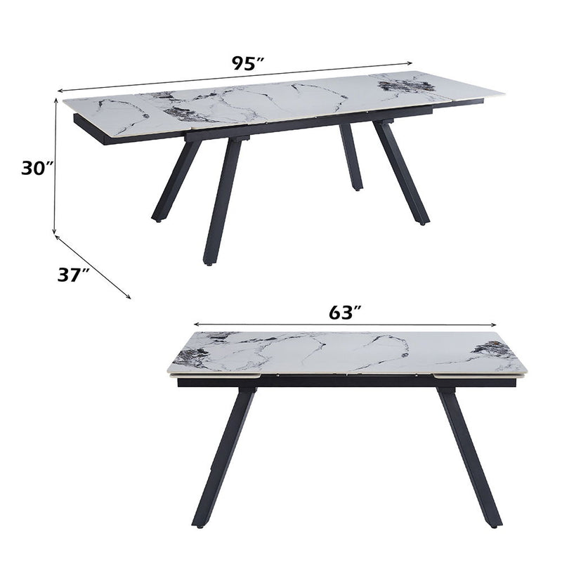 Damita - Ceramic Top Dining Table - White & Black - R&R Furniture Gallery (Fountain Valley, CA)