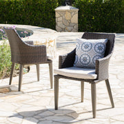 Noble House Hillhurst outdoor chair set with weather-resistant cushions, two comfortable patio chairs for garden or deck use.
