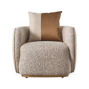 Michael Amini Gineverra accent arm chair in Biscotti and Ivory Gold with elegant upholstery and gold accents.