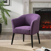 Noble House fabric arm chair with wooden legs and cushioned seat in plum color, modern design for living room or lounge.