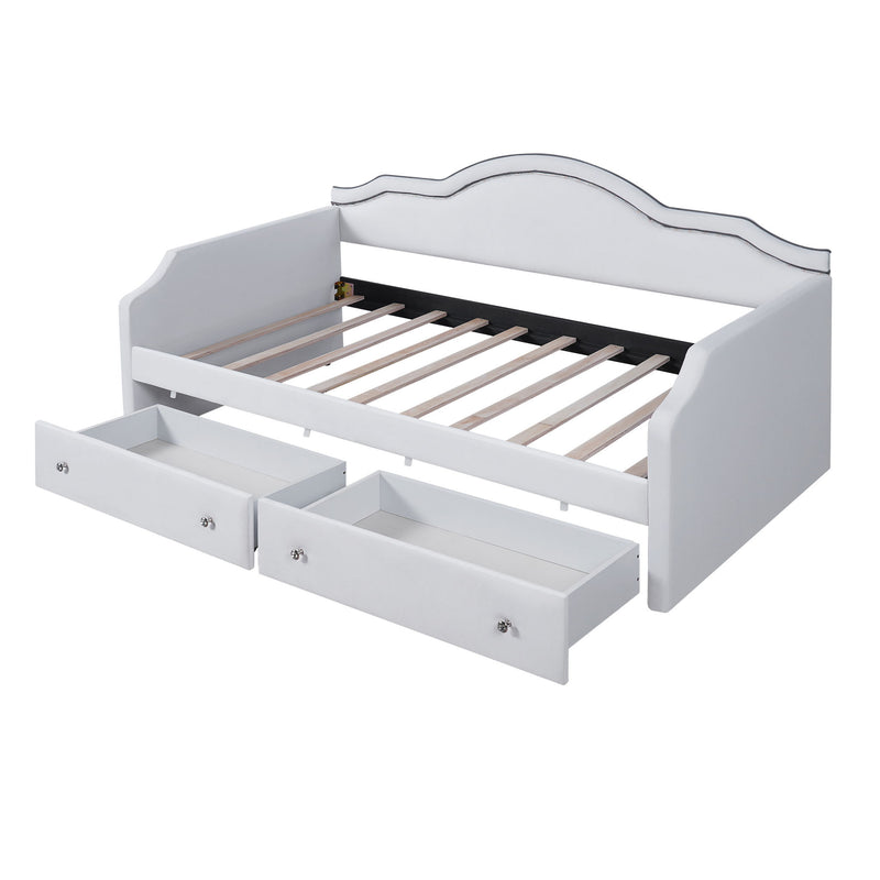 Upholstered Daybed With LED Lights And 2 Drawersme - R&R Furniture Gallery (Fountain Valley, CA)