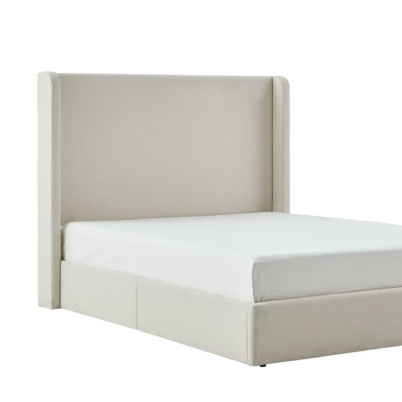 Carmen - King Size Upholstered Wingback Bed - Ivory - R&R Furniture Gallery (Fountain Valley, CA)