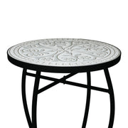 Outdoor Round Side Table With Mosaic Style Top And Curved Iron Legs - R&R Furniture Gallery (Fountain Valley, CA)