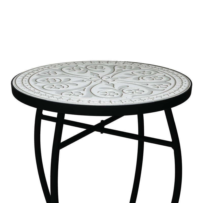 Outdoor Round Side Table With Mosaic Style Top And Curved Iron Legs - R&R Furniture Gallery (Fountain Valley, CA)