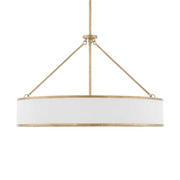 Uttermost Algiers 8-light gold and white drum pendant lighting fixture hanging from ceiling with modern design.
